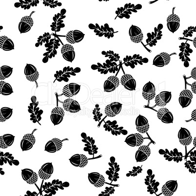 Acorns oak nut vector seamless pattern