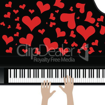 Heart love music piano playing a song for valentine day vector background.