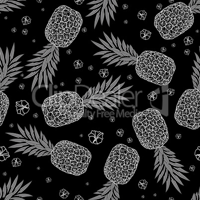 Pineapple seamless pattern. Graphic stylized drawing. Vector illustration