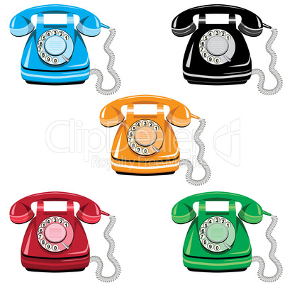 Telephone set, vector old rotary phone
