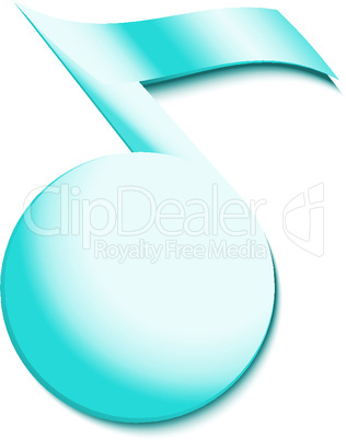 Blue musical note on a white background