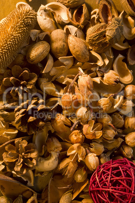 Aromatherapy potpourri dried plants and flowers nuts