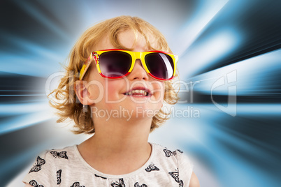 Portrait of a girl with blond hair and sunglasses