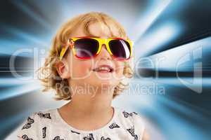 Portrait of a girl with blond hair and sunglasses