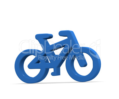 Blue bicycle on white 3d rendering