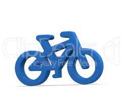 Blue bicycle on white 3d rendering