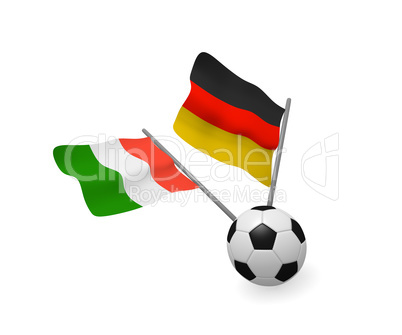 Soccer ball with the flags of Italy and Germany