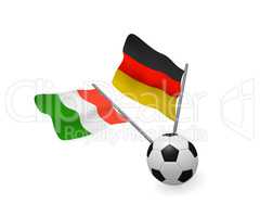 Soccer ball with the flags of Italy and Germany