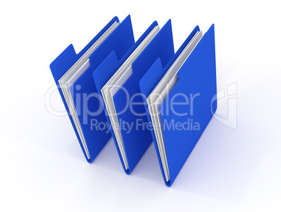 three blue folder