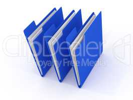 three blue folder