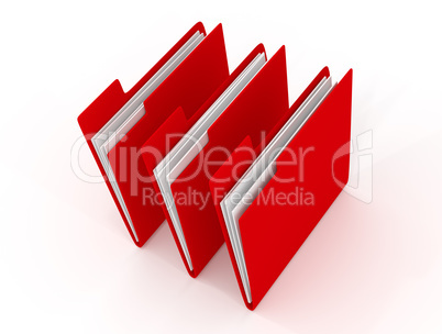 Three red folder, 3d rendering