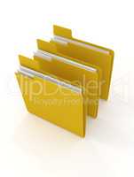 three yellow folder on white