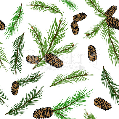 Vector illustration seamless pattern with pinecone branch . Pine cone wood nature