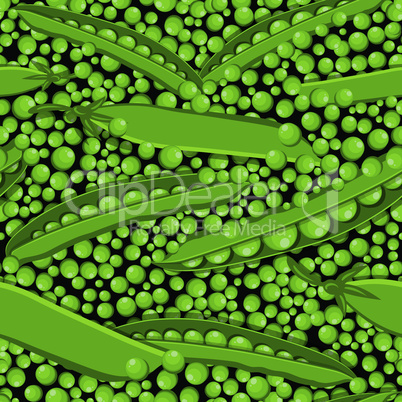 Peas seamless pattern on white background. Green pea-coal vector illustration. Healthy food concept.