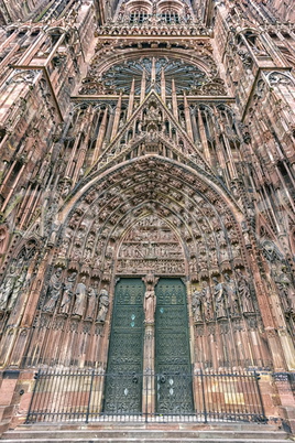 Frontispiece Cathedrale Notre-Dame or Cathedral of Our Lady in Strasbourg, Alsace, France
