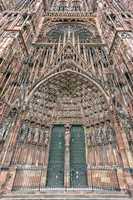 Frontispiece Cathedrale Notre-Dame or Cathedral of Our Lady in Strasbourg, Alsace, France