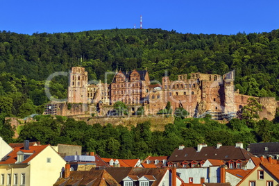 Famous castle ruins, Heidelberg, Germany