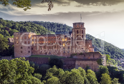 Famous castle ruins, Heidelberg, Germany