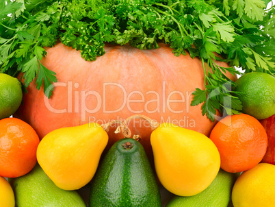 bright background of fruits and vegetables