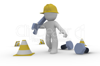 Construction worker with a wrench