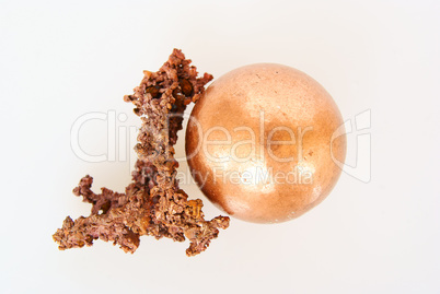 Native copper and Cu ball