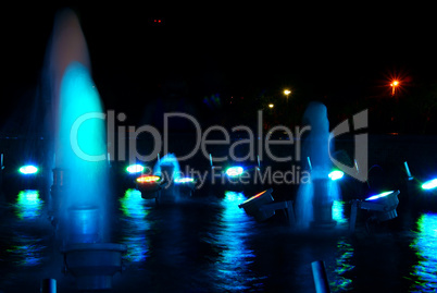Blue fountain at night