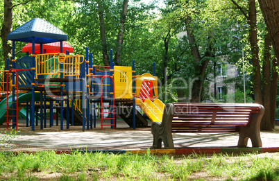 Empty bench in playground