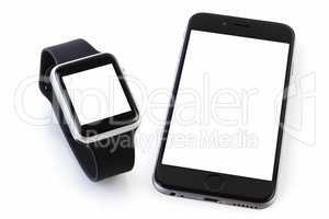 Smart watch sport with SmartPhone on white
