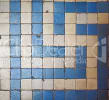 Blue and white mosaic floor background