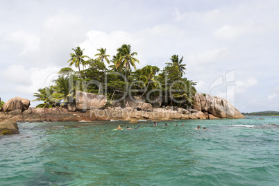 Diving spot at tropical island St. Pierre, Seychelles