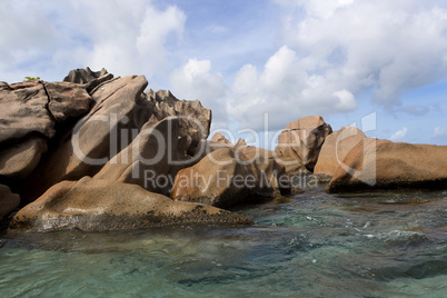 Granite coast at tropical island St. Pierre, Seychelles