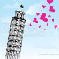 Vector illustration with Pisa tower