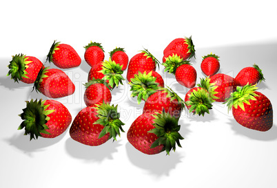 Strawberries with leaves. Isolated on a white background.