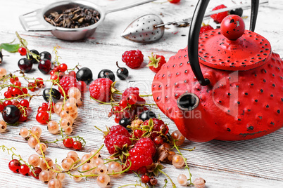 Summer tea tea with berries