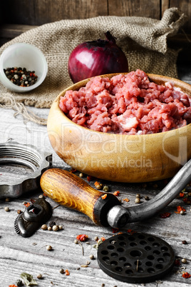 meat ground in meat grinder