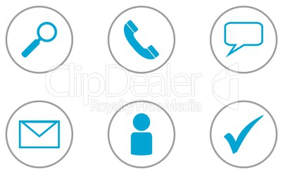 6 Kommunikations Icons Flat Design