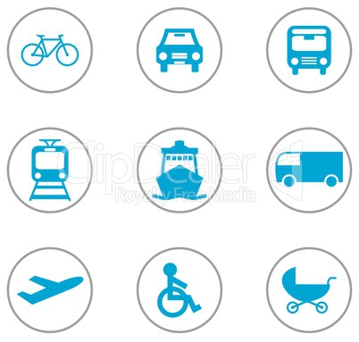 9 Flat Design Icons Verkehrsmittel