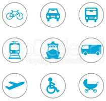9 Flat Design Icons Verkehrsmittel