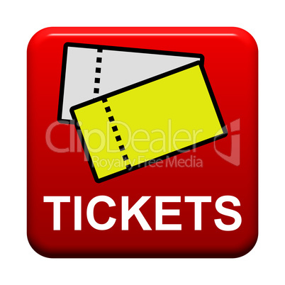 Roter isolierter Button zeigt Tickets