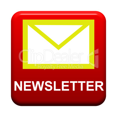 Roter isolierter Button zeigt Newsletter