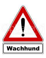 Warnschild mit Ausrufezeichen und Zusatzinformation