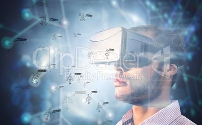Composite image of close up of businessman holding virtual glass