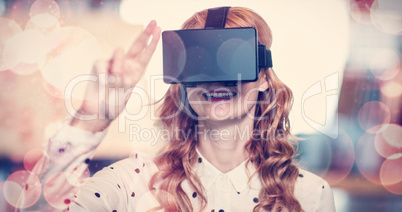 Woman wearing virtual reality glass