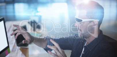 Man wearing virtual reality glass