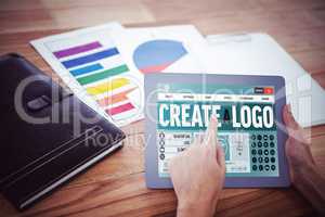 Composite image of webpage for create a logo