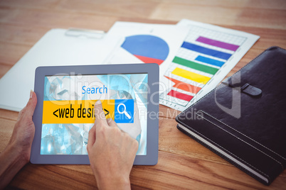 Composite image of logo of a search bar in which web design is w
