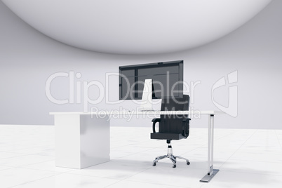 Office furniture in white room