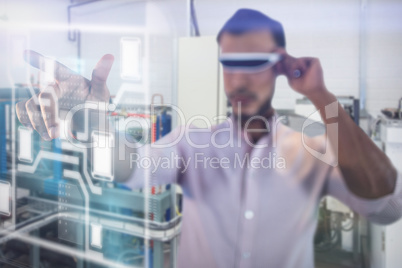 Composite image of man using a virtual reality device