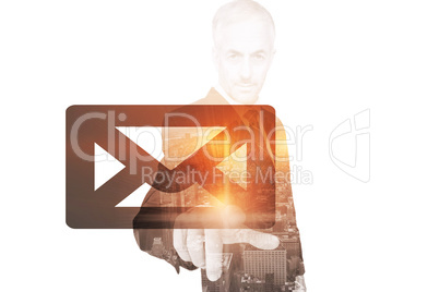 Composite image of businessman pointing