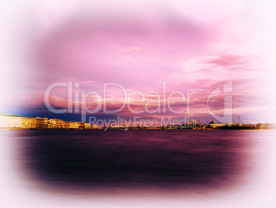 Horizontal Saint Petersburg vintage vivid pink postcard backgrou